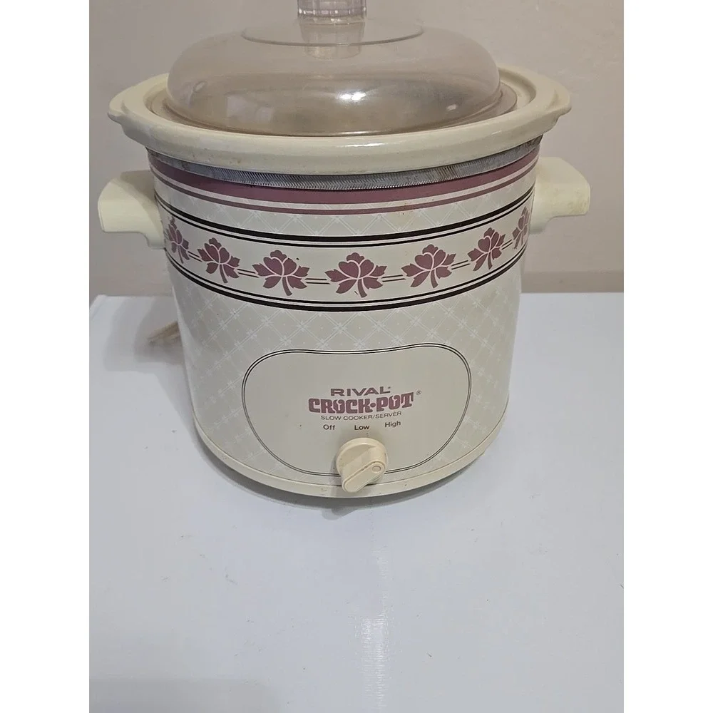 VTG Rival Crock Pot 3.5 Qt Slow Cooker 3150 Tested Working w/ Lid Stone White